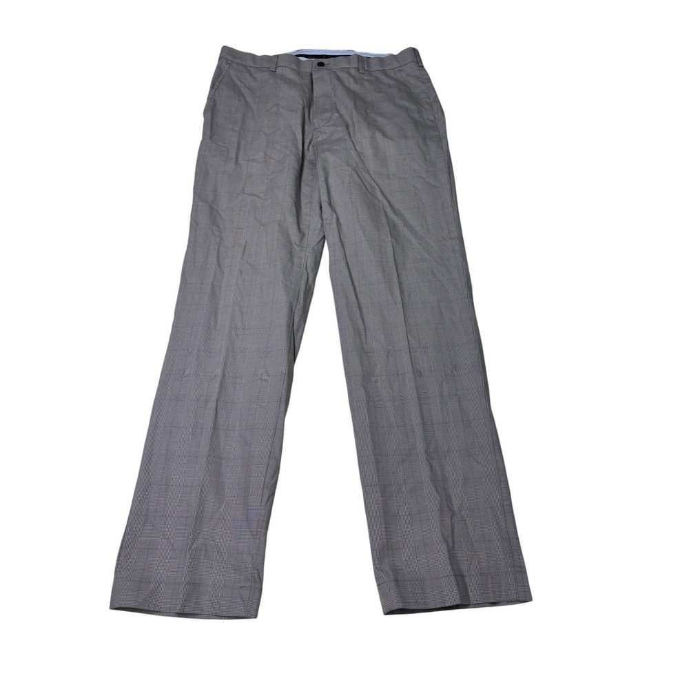 Brooks Brothers Clark Advantage Chino Grey Glen Plaid Supima Cotton Mens 35x32